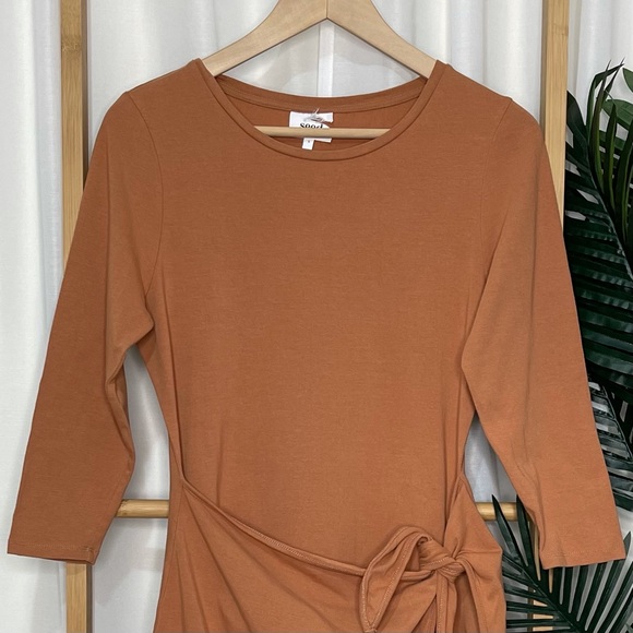 SOLD Seed Heritage Tan Beige Draped Tie Dress S - Picture 3 of 8